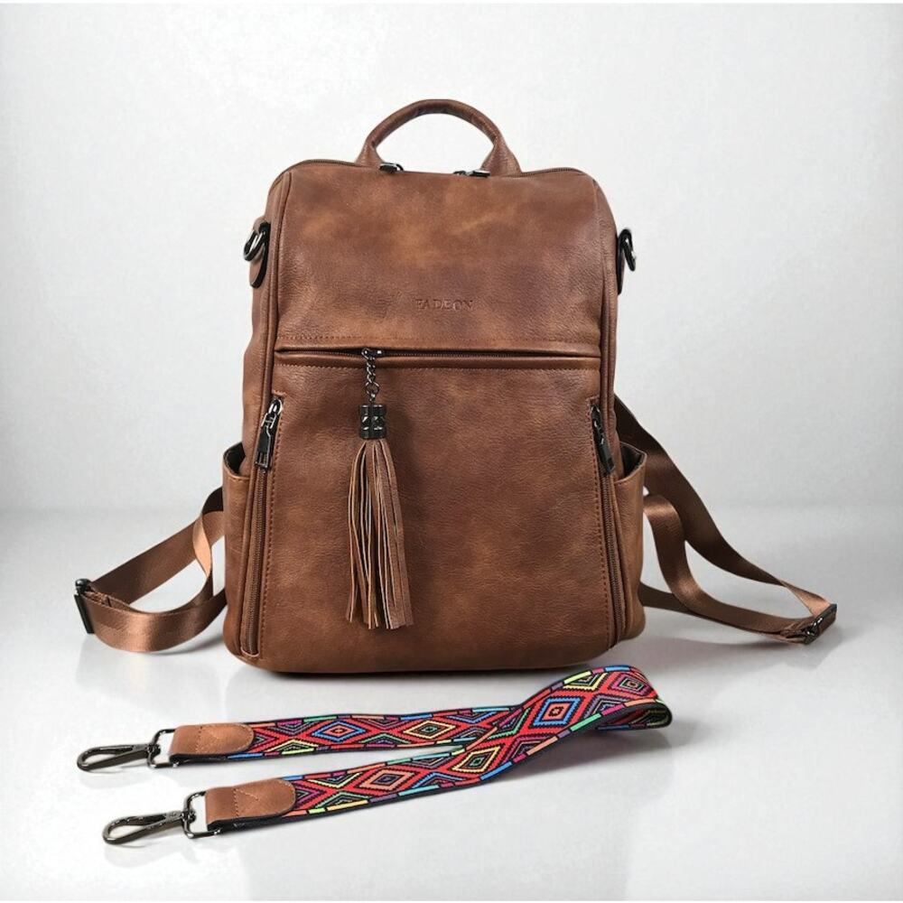 Fadeon Leather Convertible Backpack Shoulder Bag … - image 4